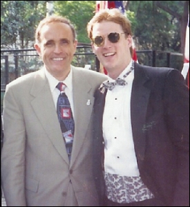 DJ Bob with Mayor Rudolph Giuliani in 1994 during the NY Rangers' Stanley Cup Victory Party at Gracie&nbsp;Mansion.