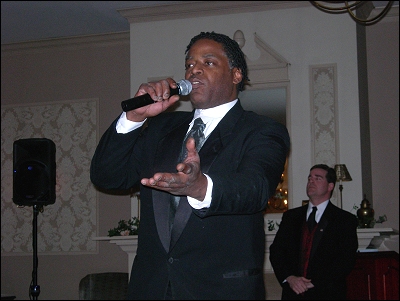 Frank gets the guests to their feet for some fun audience participation. Frank gets the guests to their feet for some fun audience participation.