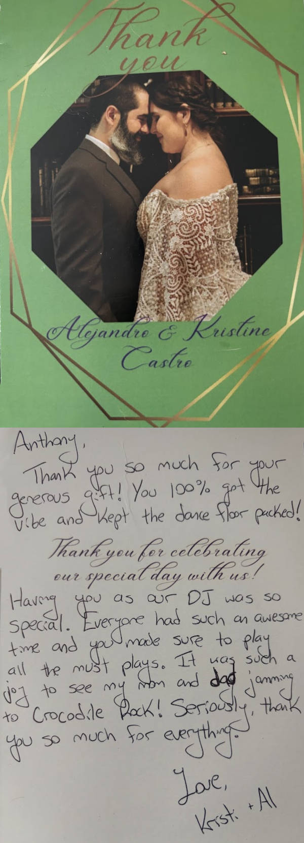 Alejandro & Kristine thank you.